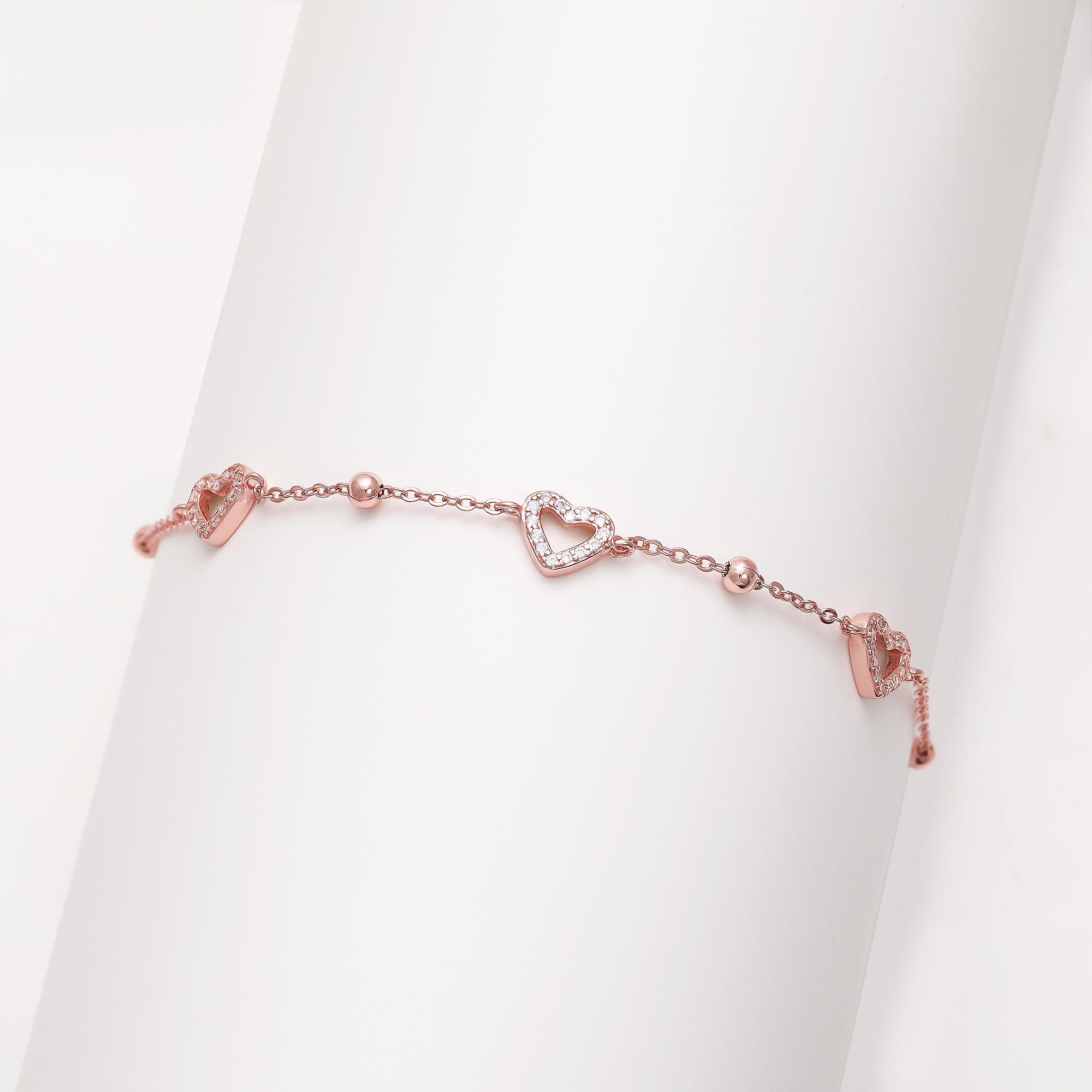 Rose Gold Halo Heart Bracelet - view 2