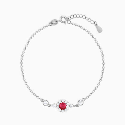 Silver Ruby Red Sunshine Bracelet