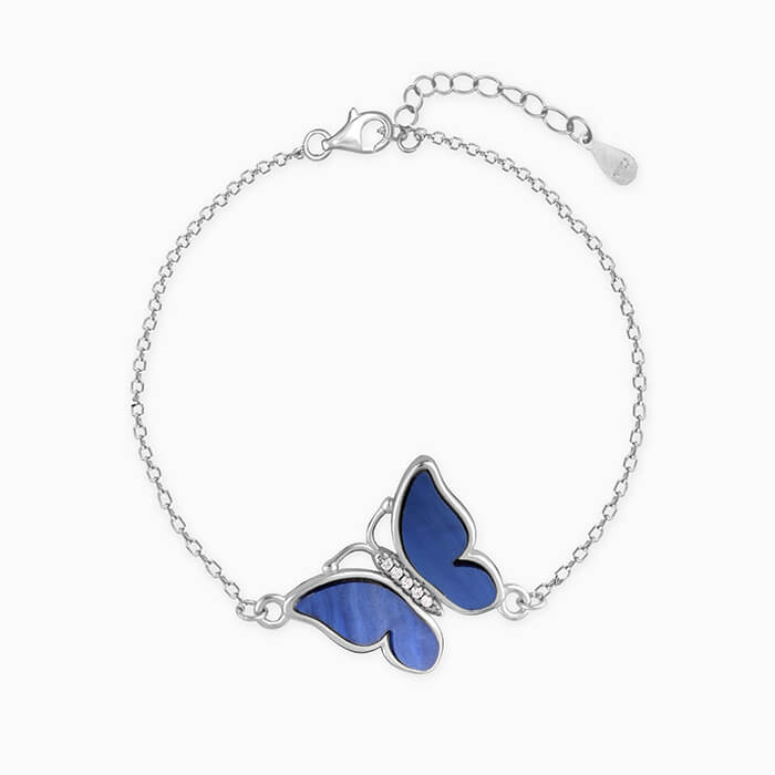 Silver Blue Butterfly Bracelet - Image 1