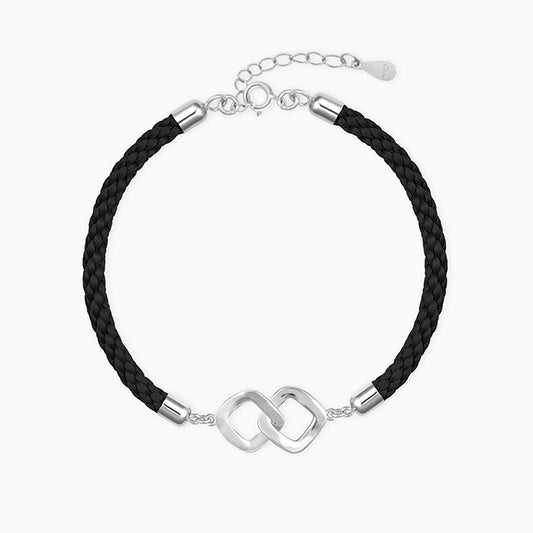 Silver Quirky Quad Black Bracelet