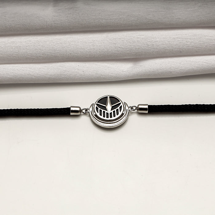 Silver Crescent Black Bracelet