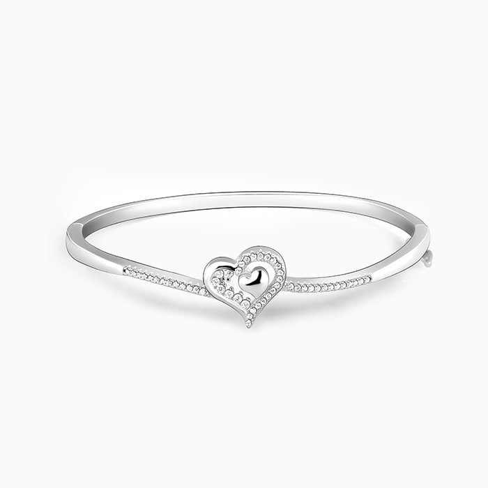 Silver Heart in Love Bangle Bracelet