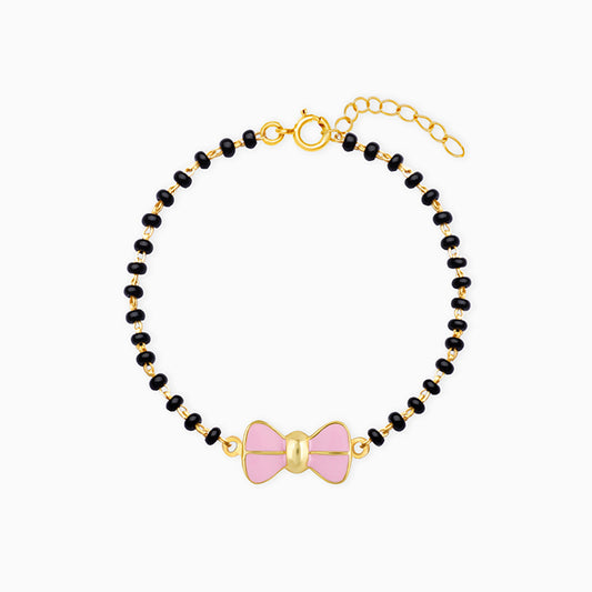 Golden Pink Bow Infant Bracelet
