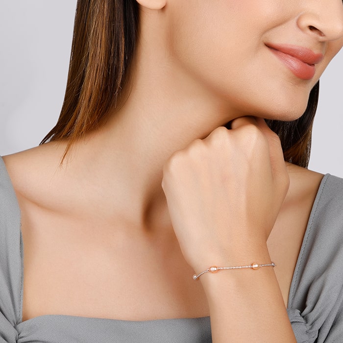 Silver Coral Pearl Bracelet
