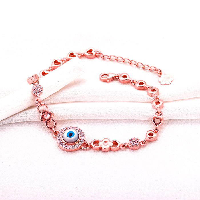 Rose Gold Zircon Evil Eye Bling Bracelet GIVA Jewellery