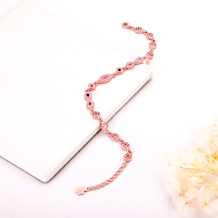 Buy White Enamelled Clovers Charm Rose Gold Chain Bracelet Online – The  Jewelbox
