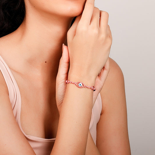 Rose Gold Evil Eye Mangalsutra Bracelet