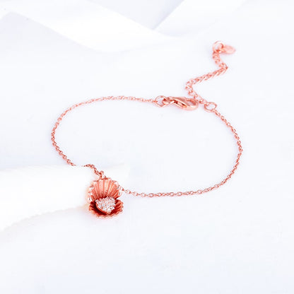 Rose Gold Heart in Seashell Bracelet