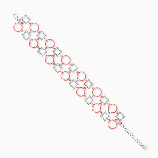 Rose Gold and Silver Geometric Link Bracelet