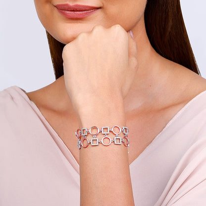 Rose Gold and Silver Geometric Link Bracelet