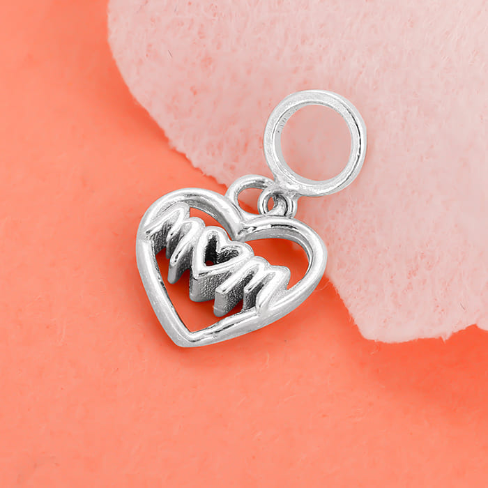 Silver Mom's Blessing Heart Charm
