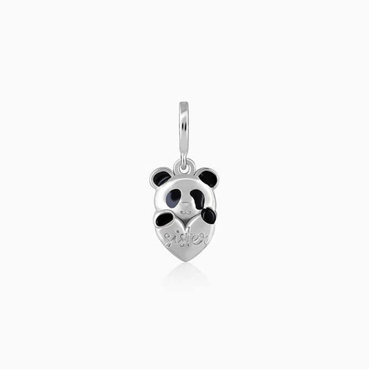 Silver Cute Little Panda with Sister Charm