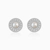 Silver Solitaire Pearl Studs