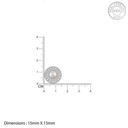 Silver Solitaire Pearl Studs