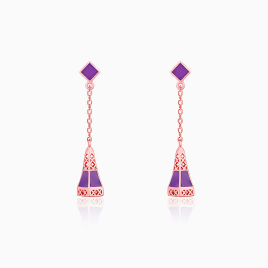 Rose Gold Eiffel Tower Dangler Earrings