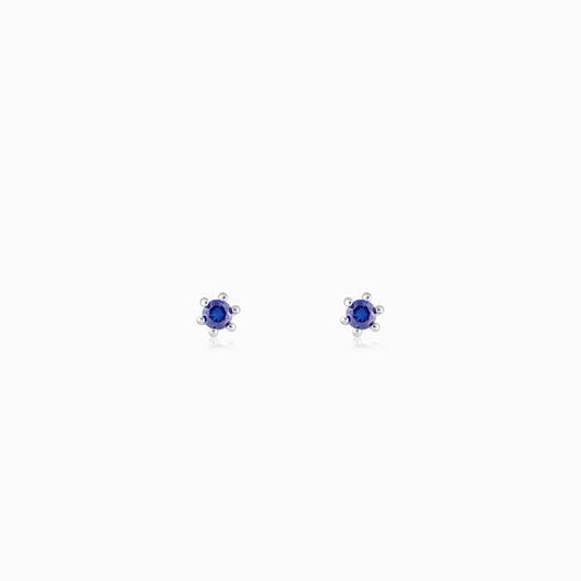 Silver Blue Zircon Stud Earrings