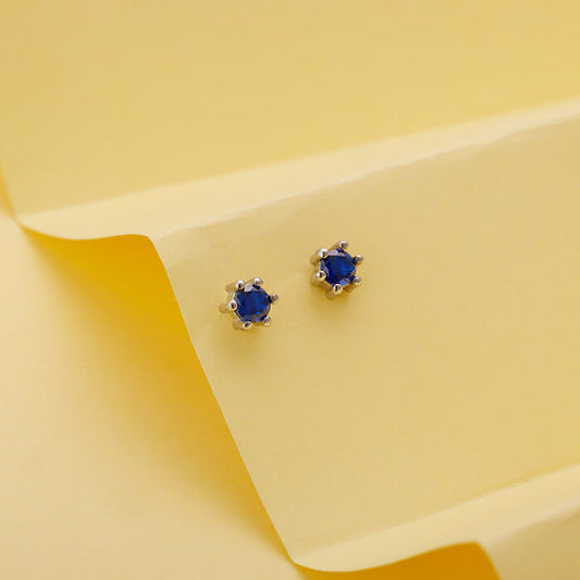 Silver Blue Zircon Stud Earrings