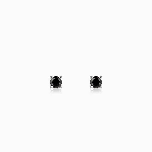 Silver Black Lover Stud Earrings
