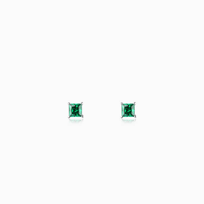 Anti Gold Plated Ear Studs Square Green Stone main image 1