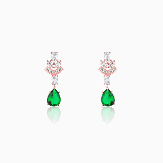 Rose Gold Emerald Drop Earrings