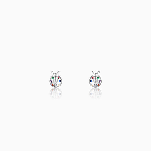 Silver Lady Bug Earrings