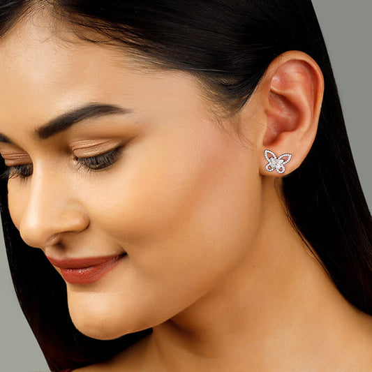 Silver Zircon Studded Beauty Earrings