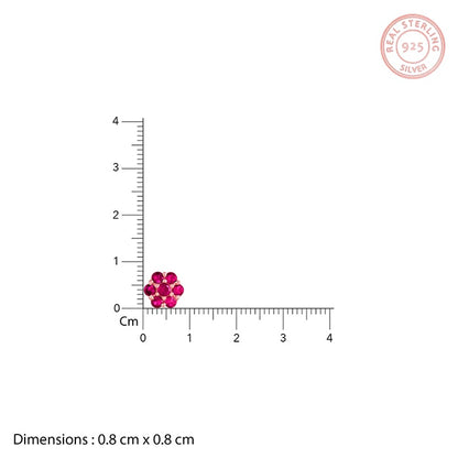 Rose Gold Magenta Flower Stud Earrings