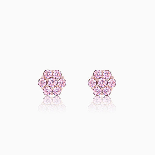Rose Gold Baby Pink Big Flower Stud Earrings