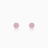 Rose Gold Baby Pink Flower Stud Earrings
