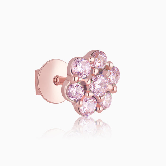 Rose Gold Baby Pink Flower Stud Earrings