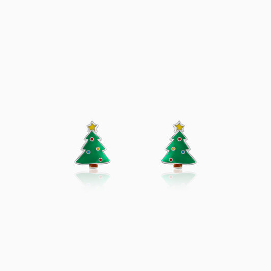 Silver Jingle Bell Christmas Tree Kids Earrings (4-12 yrs)