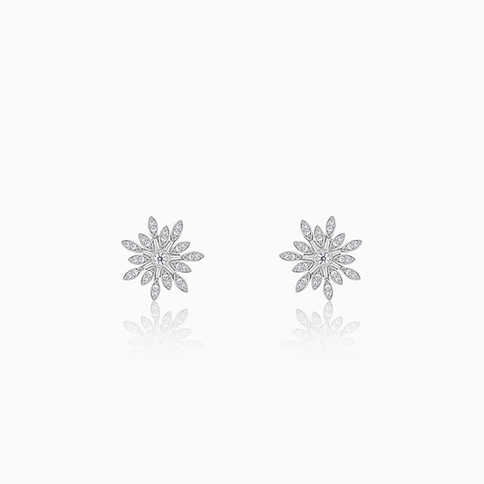 Silver Classic Flower Romance Earrings
