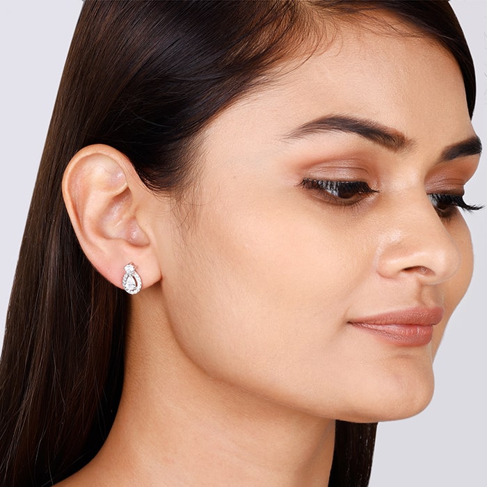 Silver Elegant Pear Drop Earrings