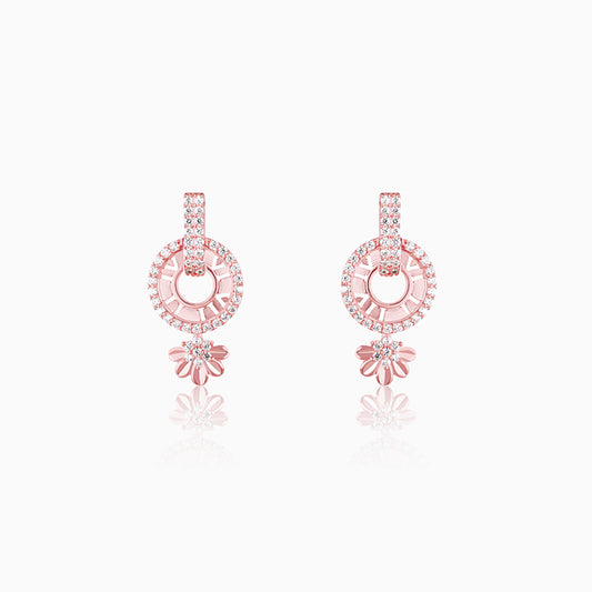 Rose Gold Flower Dangler Earrings