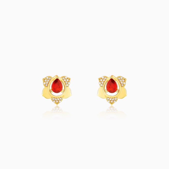 Golden Red Rush Stud Earrings