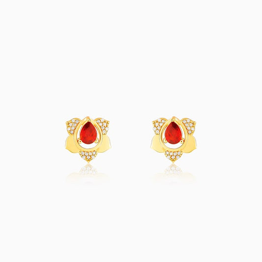 Golden Red Rush Stud Earrings