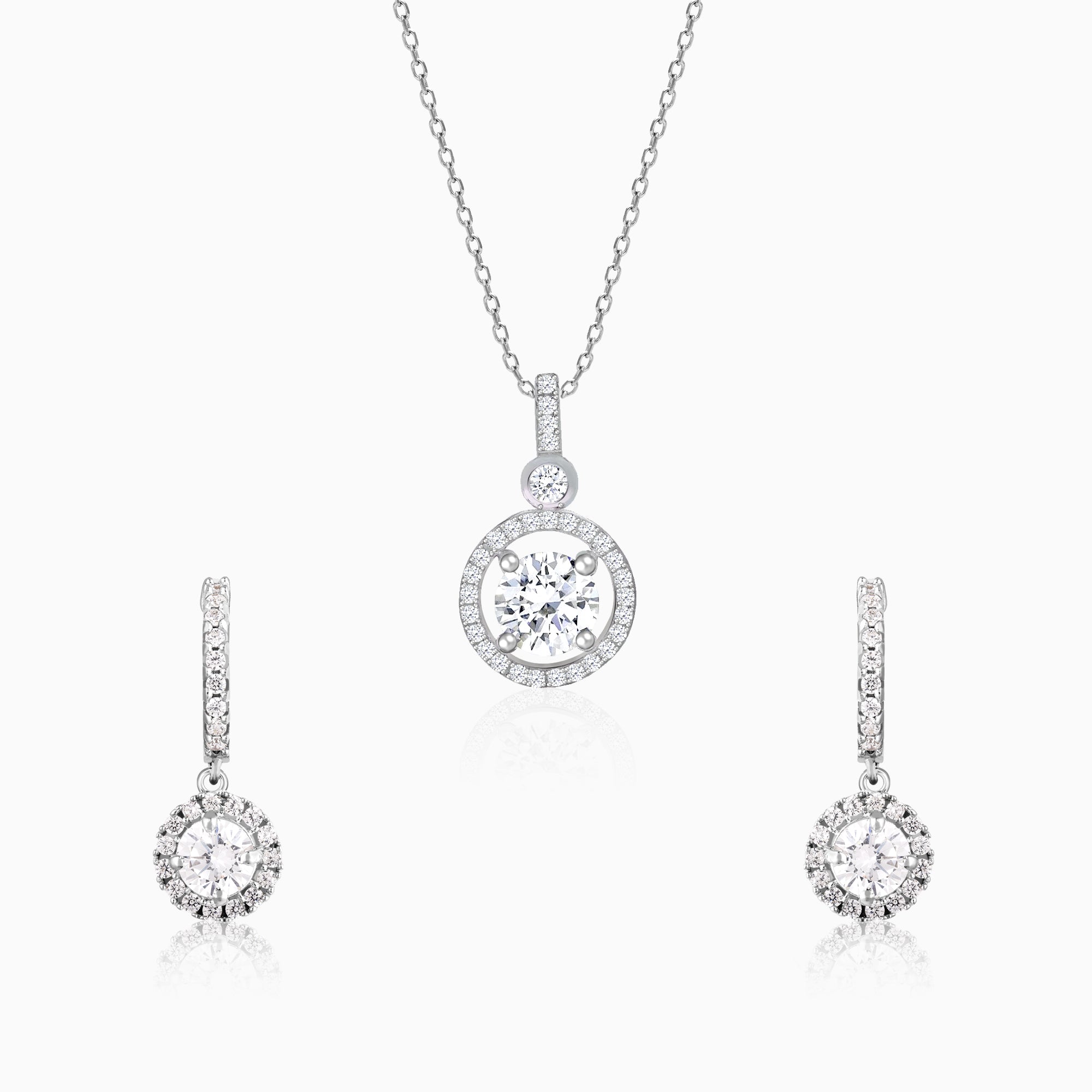 Silver Drizzle Drop Set with Link Chain - Image 1