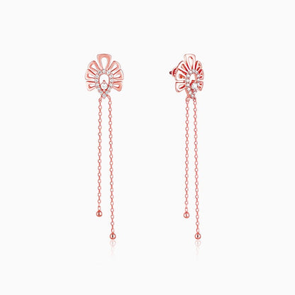 Rose Gold Floral Dangler Earrings
