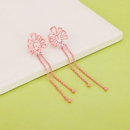 Rose Gold Floral Dangler Earrings