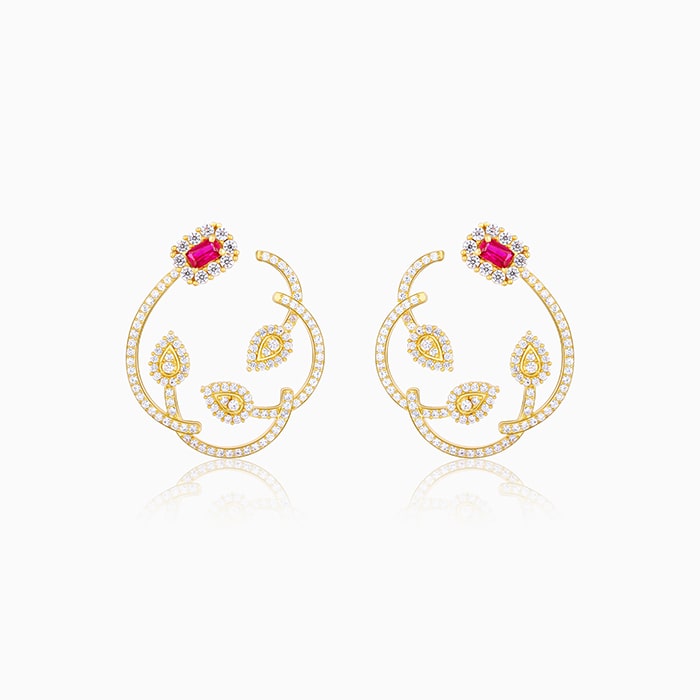 Golden Sparkly Floral Earrings