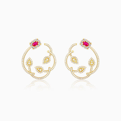 Golden Sparkly Floral Earrings