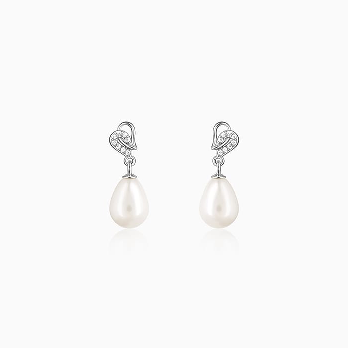 Silver Elegant Pearl Drop Earrings