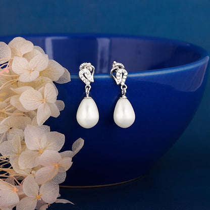 Silver Elegant Pearl Drop Earrings