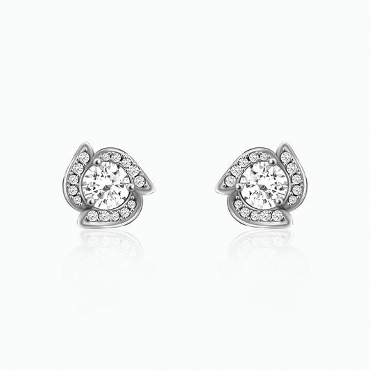 Silver Zircon Shimmer Studs Earrings