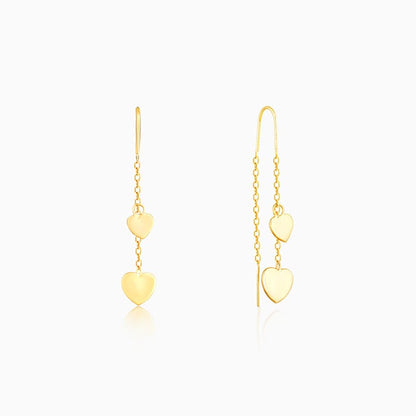 Golden Dangling Heart Earrings