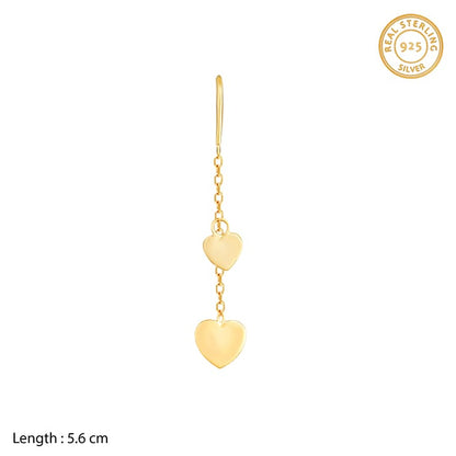 Golden Dangling Heart Earrings