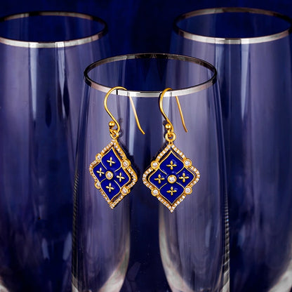 Golden Queen's Music Room Lantern Zircon Earrings