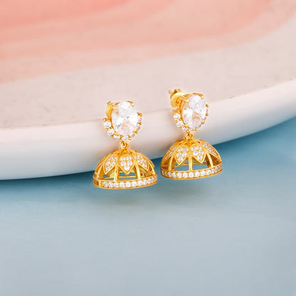 Golden Oval Stud Classic Jhumki
