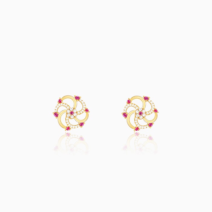 Golden Sparkly Swirl Firecracker Stud Earrings