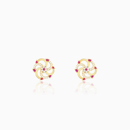 Golden Sparkly Swirl Firecracker Stud Earrings